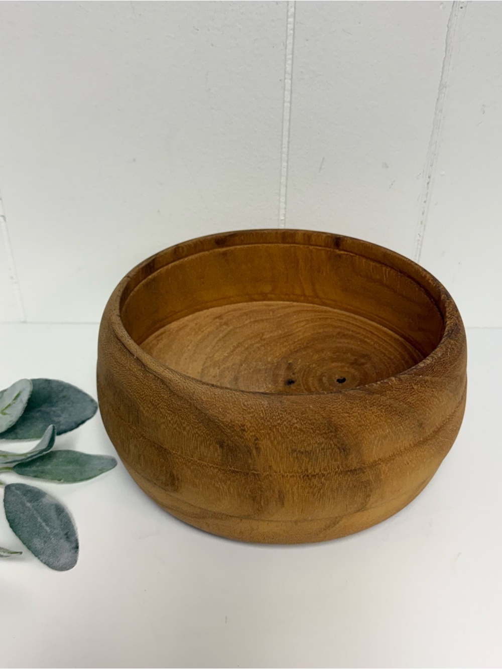 Vintage Hand Turned Cottonwood Wood Bowl Catchall Dish Primitive Rustic Boho